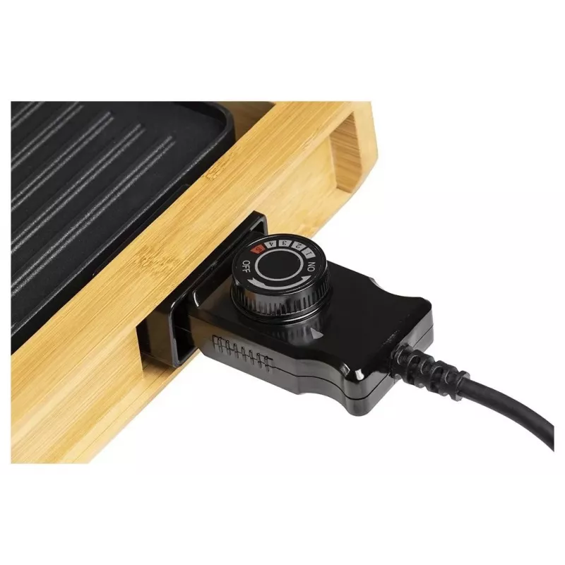 Melchioni Bamboo Grill elektrinis stalo grilis 1800 W rudas 37x27 cm su nelimpančia nuimama plokšte