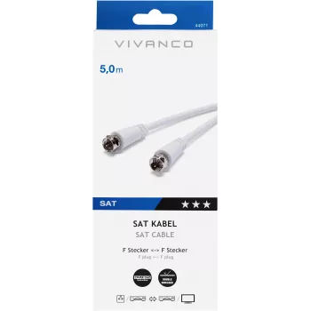 Vivanco SAT F laidas 5 m, baltas (VVSAT50MMW)