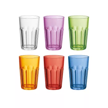 Guzzini HAPPY HOUR 6 vnt. aukštų stiklinių efektu taurių rinkinys, įvairių spalvų, 400 ml