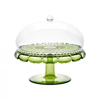 Guzzini Vanity pyragų stovas su gaubtu, vandens lelijos žalia, 30 cm