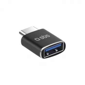 SBS USB-C į USB-A adapteris, USB 3.0, 5Gbps, OTG, 3A įkrovimas, aliumininis, juodas