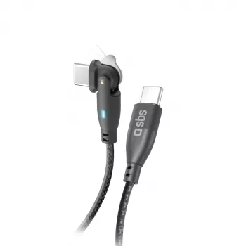 SBS TECABLE180TCC USB-C į USB-C 1,8 m juoda PD 60W įkrovimo ir duomenų laidas