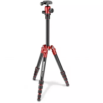 Manfrotto Element Traveller 5 sekcijų aliumininis trikojis su rutuline galvute, raudonas