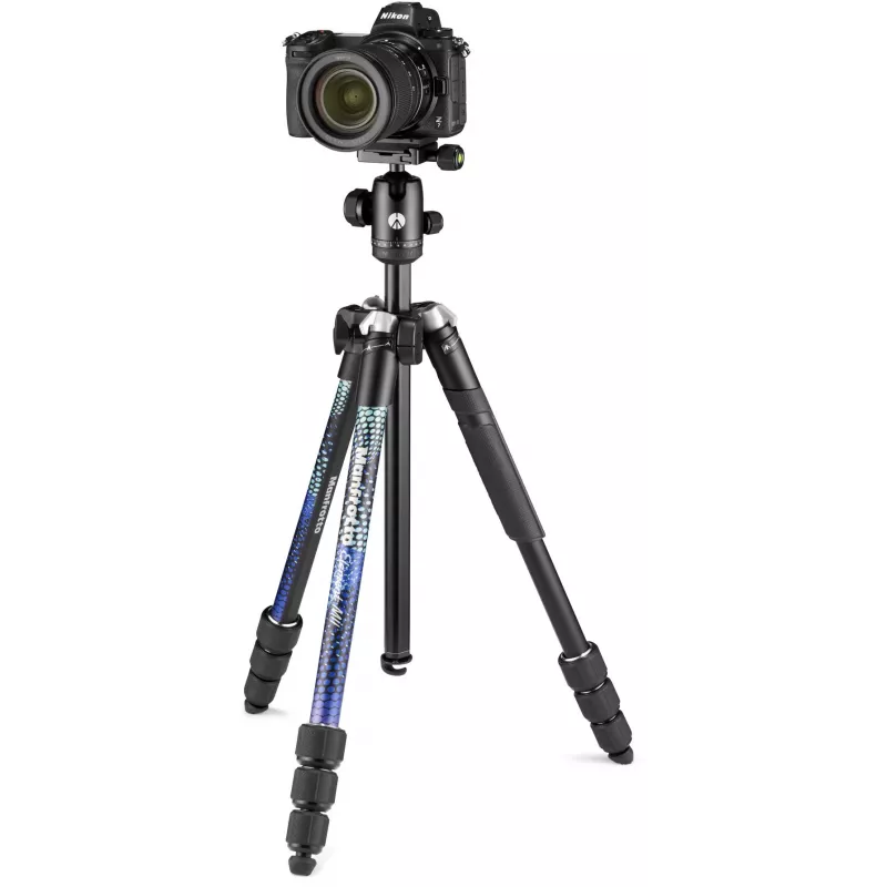 Manfrotto MKELMII4BL-BH Element MII 4 sekcijų aliumininis trikojis su rutuline galvute, mėlynas