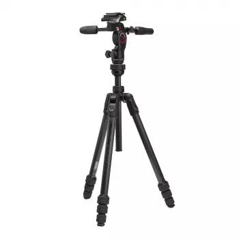 Manfrotto MKBFRTC4GTFB-3W Befree GT anglies pluošto kelioninis trikojis su 3 krypčių skysčio galvute, sukimo fiksatoriais, 10 kg apkrova, 164 cm maksimalus aukštis, juodas