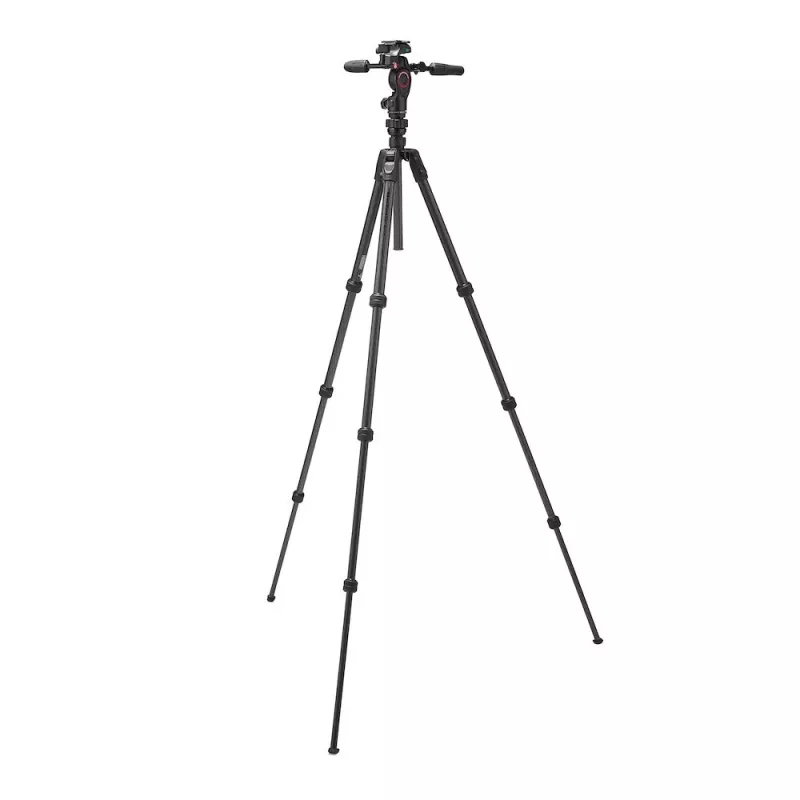 Manfrotto MKBFRTC4GTFB-3W Befree GT anglies pluošto kelioninis trikojis su 3 krypčių skysčio galvute, sukimo fiksatoriais, 10 kg apkrova, 164 cm maksimalus aukštis, juodas