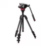 Manfrotto 055 anglies pluošto video trikojis su 502AH skysčio galvute
