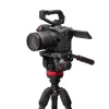 Manfrotto 055 anglies pluošto video trikojis su 502AH skysčio galvute
