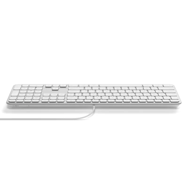 Satechi Slim LX3 laidinė apšviesta klaviatūra su skaičių bloku, USB-C/USB-A, Mac/Windows režimo perjungimas, sidabrinė