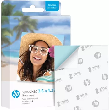 HP ZINK nuotraukų popierius 3,5 x 4,25 colio blizgus su lipniu pagrindu, 20 lapų HP Sprocket