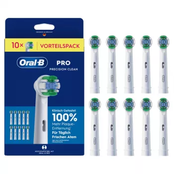 Oral-B Pro Precision Clean atsarginiai šepetėlių antgaliai, 10 vnt., vidutinio kietumo šereliai, CleanMaximiser technologija, suderinami su visomis Oral-B įkraunamomis rankenomis, išskyrus Pulsonic ir iO
