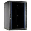 DSIT 18U sieninis serverio spinta su grūdinto stiklo durimis, 600x600x900 mm, juoda