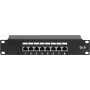DSIT DS-10Patch5-8FTP 10 colių 8 prievadų FTP CAT 5e skydinė jungtis, 1U montavimui į stelažą, ekranuota RJ45, LSA+ IDC, juoda