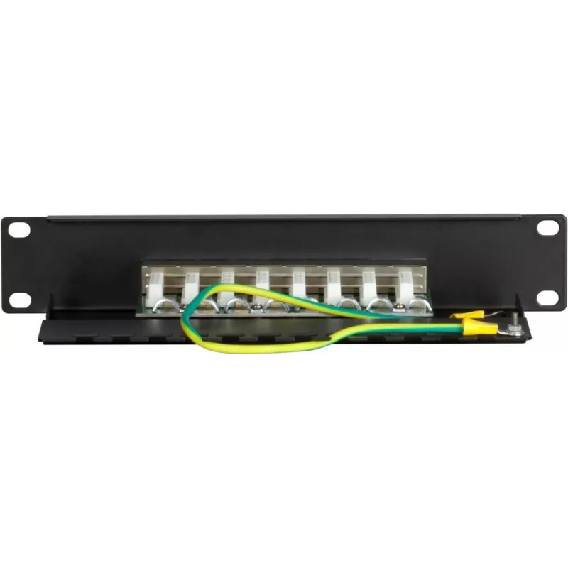 DSIT DS-10Patch5-8FTP 10 colių 8 prievadų FTP CAT 5e skydinė jungtis, 1U montavimui į stelažą, ekranuota RJ45, LSA+ IDC, juoda