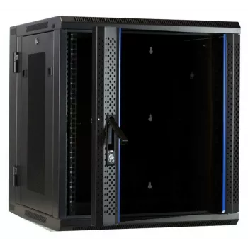 DSIT DS6612ZP-DOUBLE 6U reversibilus sieninis serverio spintelis su grūdinto stiklo durimis ir perforuotais šoniniais skydais, 600x450x370 mm, juodas