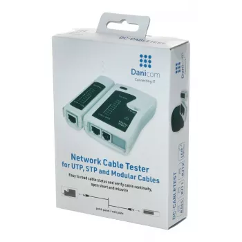 DSIT tinklo kabelių testeris RJ11 RJ12 RJ45 ISDN Cat5 Cat5e Cat6 Cat6a UTP STP su LED indikacija