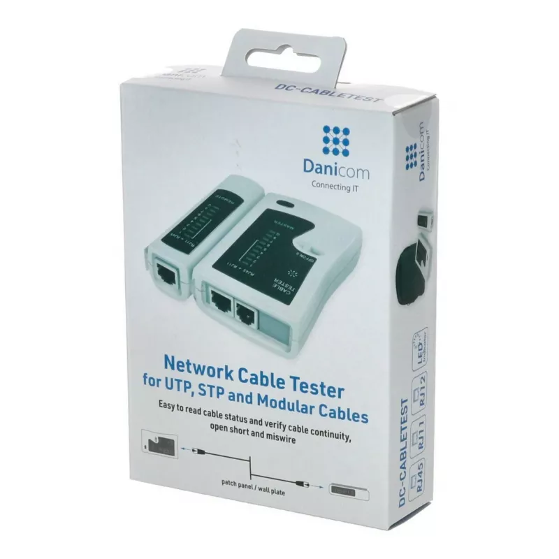 DSIT tinklo kabelių testeris RJ11 RJ12 RJ45 ISDN Cat5 Cat5e Cat6 Cat6a UTP STP su LED indikacija