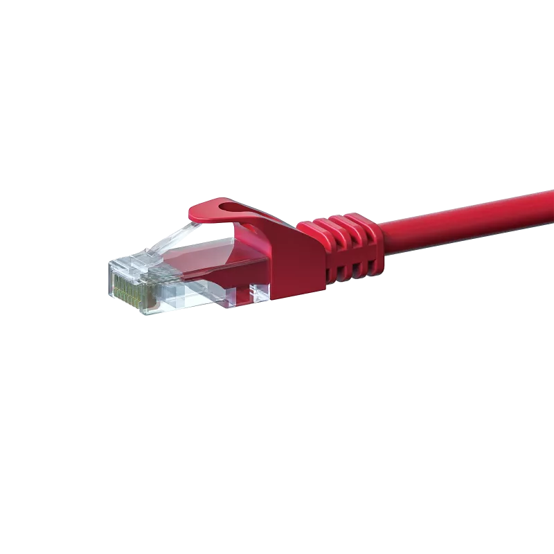 DSIT CAT5e U/UTP tinklo trumpiklis, 0,25 m, raudonas, 100% varis (DC-55-002)