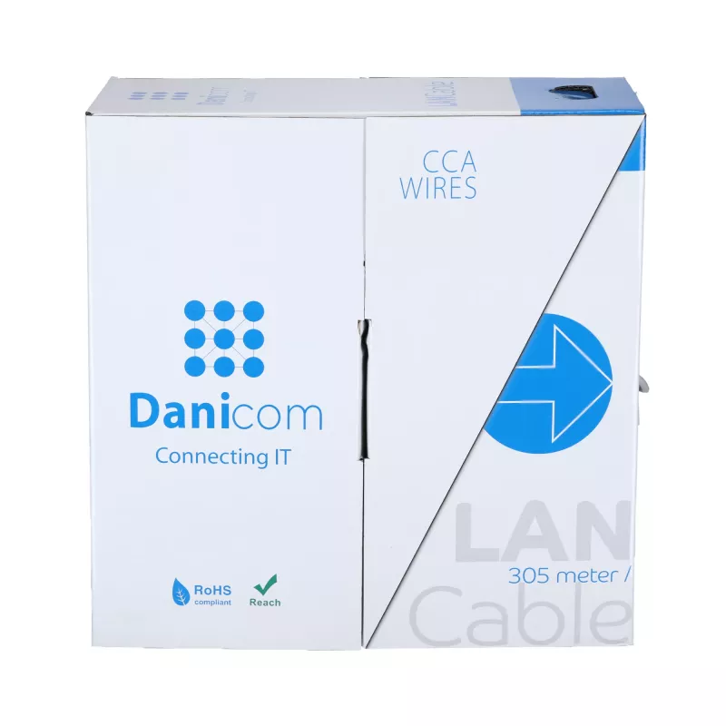 DSIT CAT6 U/UTP tinklo kabelis 24/7 lankstus 305m pilkas CCA