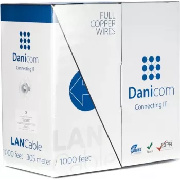 DSIT DANICOM CAT5e FTP tinklo kabelis 305m vientisa gysla PVC Dca ekranuotas 100% varis
