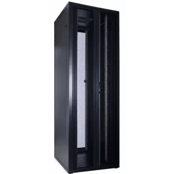 DSIT 47U 19 colių serverio spinta su perforuotomis dvigubomis durimis priekyje ir gale, 800x1000x2250 mm, juoda