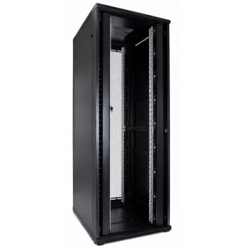 DSIT 47U 19 colių serverio spinta su perforuotomis dvigubomis durimis priekyje ir gale, 800x1000x2250 mm, juoda