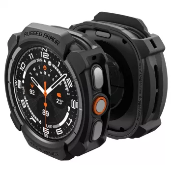 Spigen Rugged Armor dėklas Samsung Galaxy Watch Ultra 2 2026 (47mm) – matinė juoda