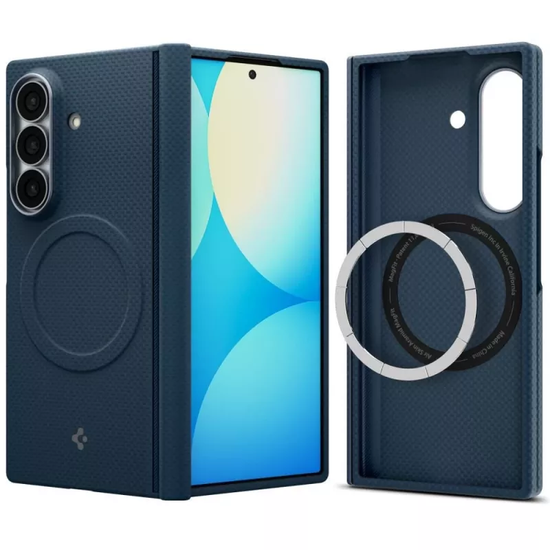 Spigen AirSkin Aramid MagSafe dėklas, skirtas Samsung Galaxy Z Fold 8 Ultra – tamsiai mėlynas