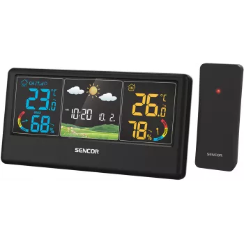 Sencor SWS 4100 B belaidė meteorologinė stotis su spalvotu LCD ekranu ir lauko jutikliu