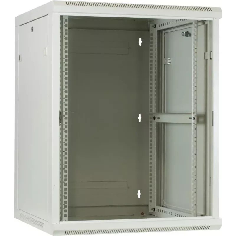 DSIT 15U sieninis serverių stovas su stiklo durimis, baltas, 600x600x770 mm