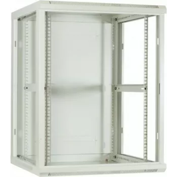 DSIT 18U pakabinama serverių spinta su stiklo durimis, 600x600x900 mm, balta