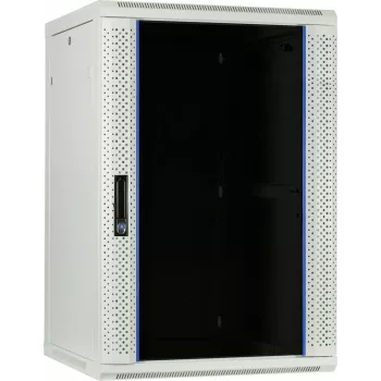 DSIT 27U sieninis serverių kabinetas su stiklo durimis, 600 x 600 x 1300 mm, baltas
