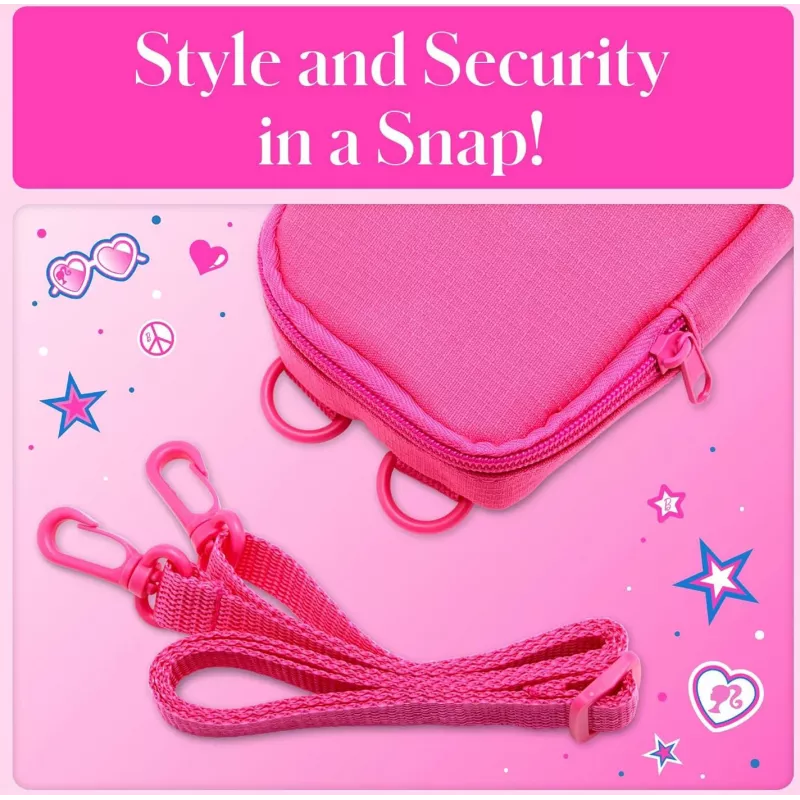 Kodak x Barbie minkštas dėklas su užtrauktuku ir per petį nešiojamu dirželiu, skirtas Printomatic ir Step Slim, rožinės spalvos (RODBCMPK)
