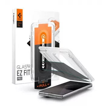 Spigen Glas.tR EZ Fit Pro 2 vnt. grūdinto stiklo apsauga su privatumo filtru, skirta Samsung Galaxy Z Fold 7 / 8 pagrindiniam ekranui