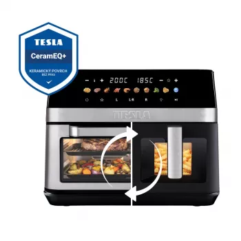 TESLA AirCook DualZone Q787 XXL Deluxe 9L dviejų krepšių oro gruzdintuvė, juoda