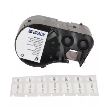 BRADY BMP51/BMP53/M511 FreezerBondz etiketės - 25,40 mm x 12,70 mm, baltos, matinės, nuolatiniai akriliniai klijai, 2500 etikečių/ritinyje (B-490)