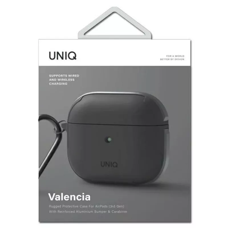 UNIQ Valencia antibakterinis dėklas, skirtas AirPods 3 kartos, pilkas