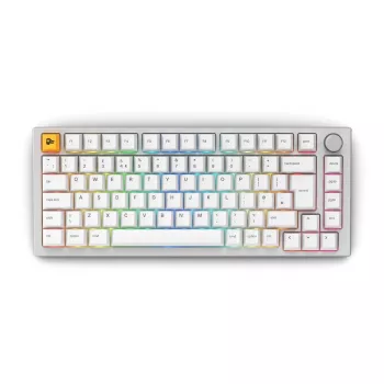 Glorious GMMK Pro 75% paruošta mechaninė klaviatūra, ISO UK išdėstymas, White Ice, Glorious Fox Linear jungikliai