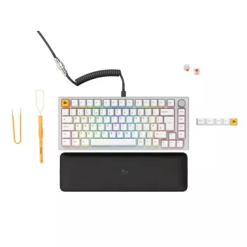 Glorious GMMK Pro 75% paruošta mechaninė klaviatūra, ISO UK išdėstymas, White Ice, Glorious Fox Linear jungikliai