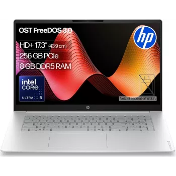 HP OmniBook 3 17-dg0054ngx 17,3 colio Full HD nešiojamas kompiuteris - Intel Core 5 225U, 8GB RAM, 256GB SSD, FreeDOS, natūralaus sidabro spalvos