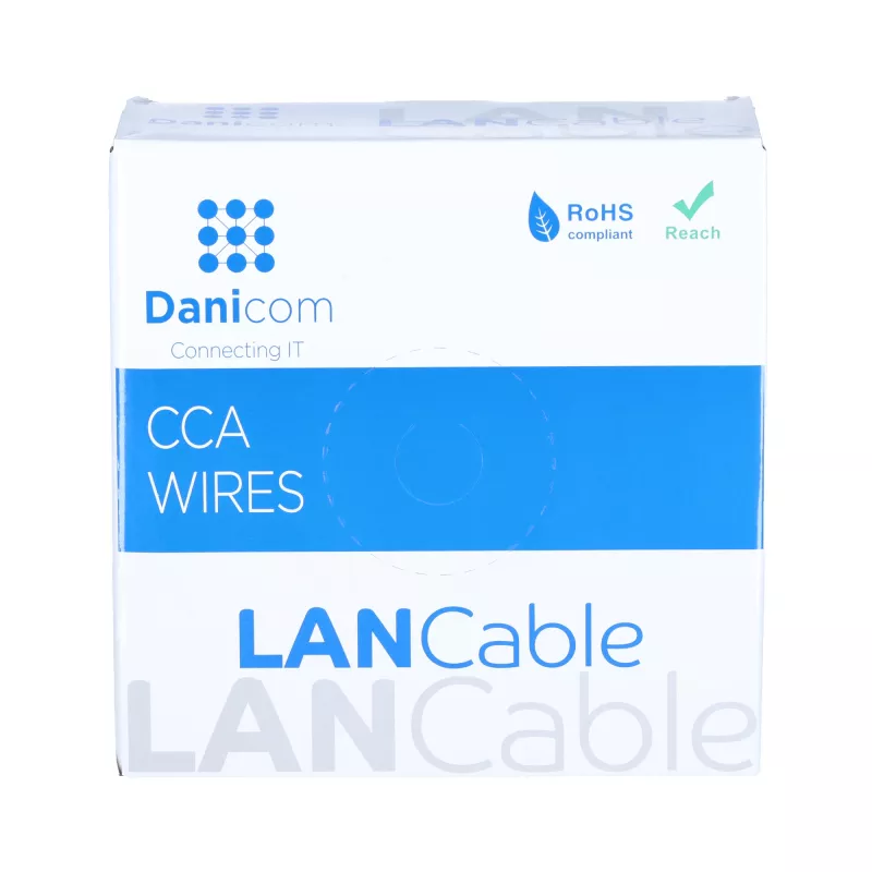 DSIT CAT5e U/UTP 50m CCA tinklo kabelis ant ritės, pilkas (DC-UTP5CCA50-GRY)