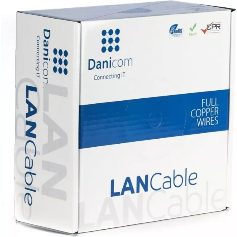 DSIT DANICOM CAT6A UTP 50m lauko kabelis, vientisas laidininkas, PE apvalkalas (Fca) - juodas