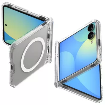 SPIGEN Ultra Hybrid Pro MagSafe Galaxy Z Flip8 permatomas/baltas dėklas