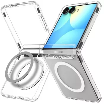 SPIGEN Ultra Hybrid Pro MagSafe Galaxy Z Flip8 permatomas/baltas dėklas