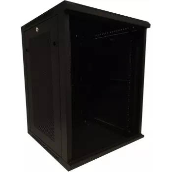DSIT 15U 19 inch sieninis serverio spintos korpusas su stiklo durimis ir perforuotais šonais 600x600x770 mm