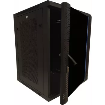 DSIT 15U 19 inch sieninis serverio spintos korpusas su stiklo durimis ir perforuotais šonais 600x600x770 mm