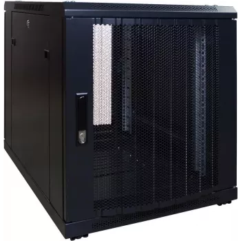 DSIT 12U laisvai pastatoma serverių spinta, 600x600x720 mm, perforuotos užrakinamos priekinės durelės, juoda