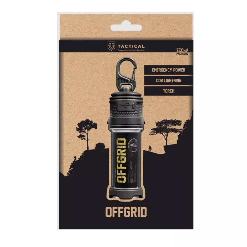 Tactical OffGrid LED žibintuvėlis ir power bankas 2000 liumenų, 5000 mAh, USB-C, IPX6, su priartinimu