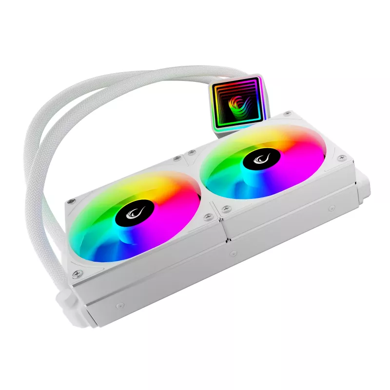 Rampage INFINITE V240 White 240 mm ARGB AIO skysčio aušintuvas su temperatūros ekranu