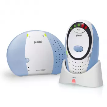 Alecto DBX-85 ECO DECT belaidis garso kūdikio monitorius su Full ECO režimu, dvipusiu ryšiu, naktine šviesa, lopšinėmis, temperatūros rodymu, vibracijos įspėjimu, mėlynas
